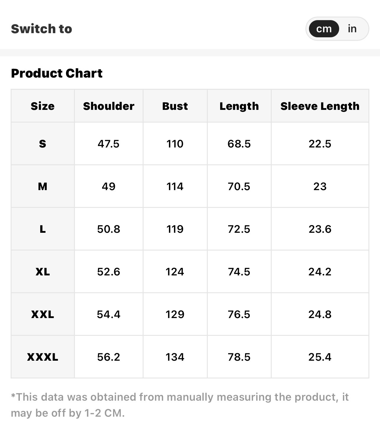 Size Chart
